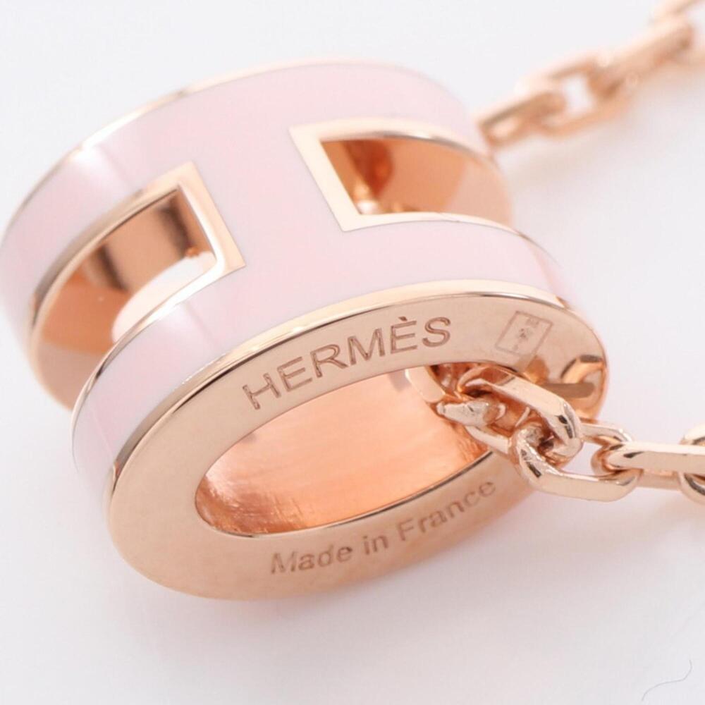 Hermes Mini Pop H necklace, gold-plated (GP), women's, pink/gold tones. - Picture 4 of 5